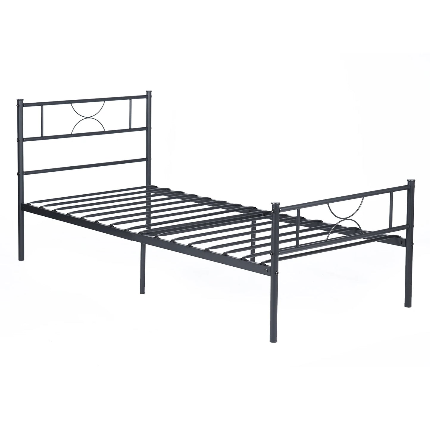 Metal Bed Frame Twin Size with Headboard and Footboard Single Platform Mattress Base,Metal Tube No Box Spring