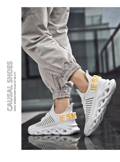 Shoes for Men Leisure Mesh Breathable Summer Outdoor Sports Running Shoes Lace Up Wear-resistant and Comfortable Hiking Shoes