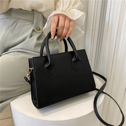 Minimalist Black Small Square Abg, All-Match Top Handle Purse, Classic Shoulder Bag For Work