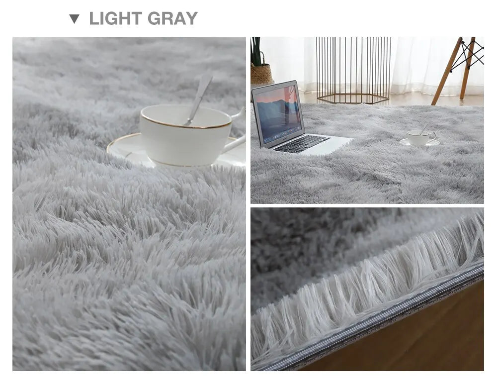 Gray Carpet for Living Room Plush Rug Bed Room Floor Fluffy Mats Anti-slip Home Decor Rugs Soft Velvet Carpets Kids Room Blanket