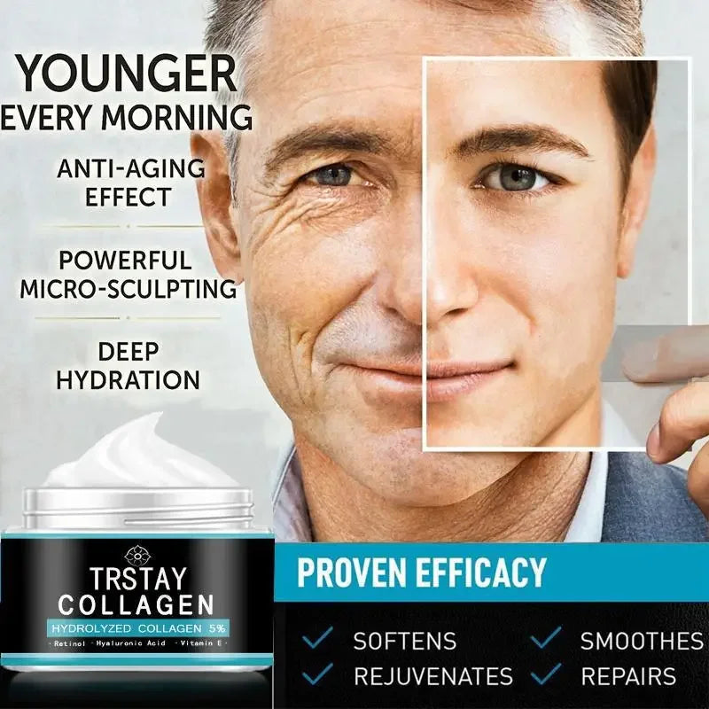 Men's Collagen Retinol Facial Moisturizing Natural Organic Day and Night Cream Anti Aging + Anti Wrinkle