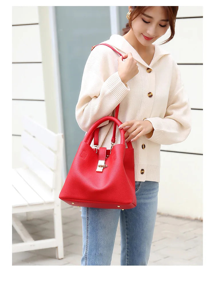 Woman shoulder bag Large capacity Handbag for Women Crossbody bag Lychee pattern PU Portable bucket bag ladies messenger bags