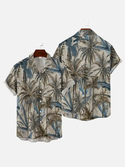 Men's Hawaiian coconut tree pattern shirts Summer beach sunset shirt Men's casual short sleeved shirt Exquisite 3D printed shirt