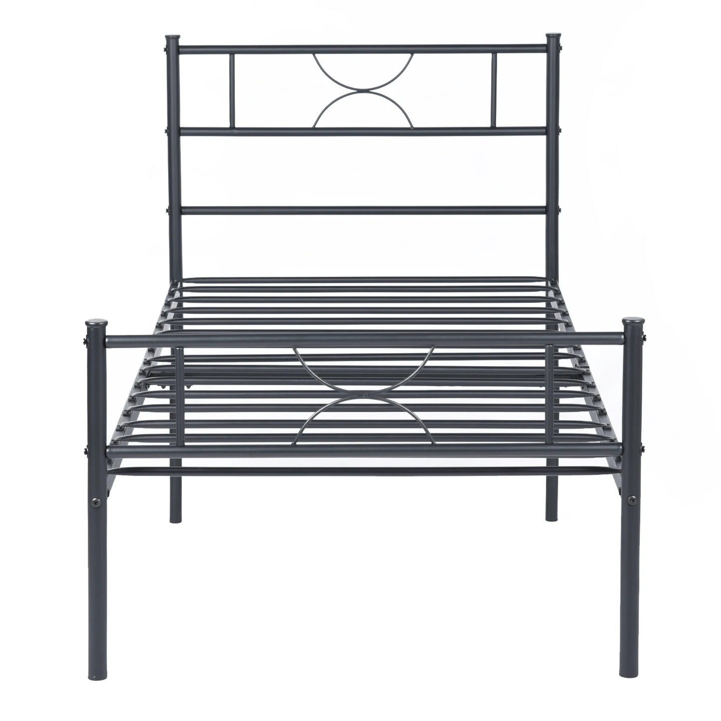 Metal Bed Frame Twin Size with Headboard and Footboard Single Platform Mattress Base,Metal Tube No Box Spring