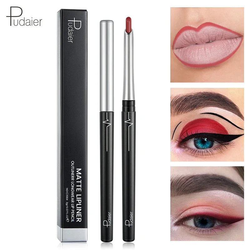 Pudaier Matte Lip Liner Pencil Waterproof Nude Sexy Lipstick Long-lasting Women Makeup Eyes Lipliner Contour Crayon Levre