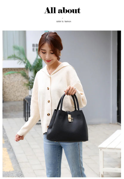 Woman shoulder bag Large capacity Handbag for Women Crossbody bag Lychee pattern PU Portable bucket bag ladies messenger bags