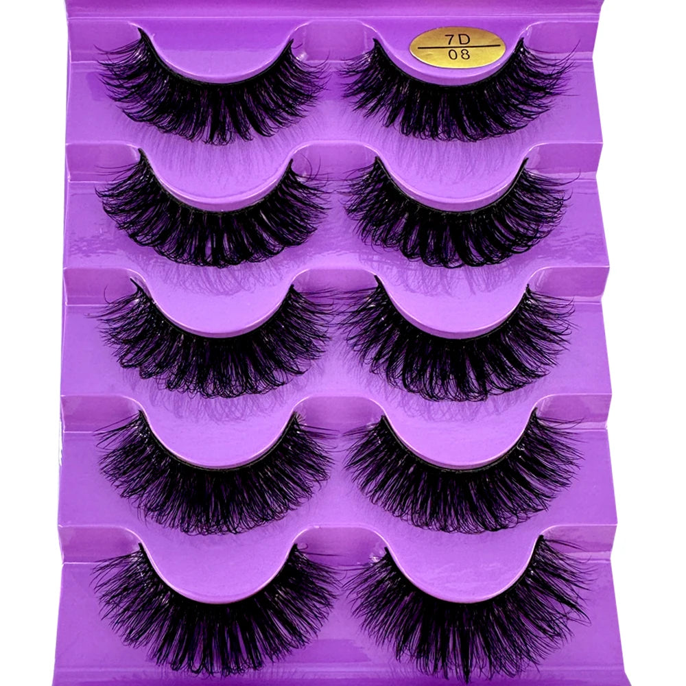 Cat eye Eyelashes 3D Natural False Lashes D Curl Fluffy Soft Cross 5 pairs Manga Lashes Wispy Natural Eyelash Extension Makeup