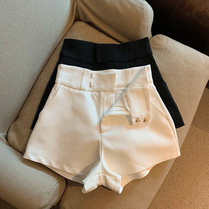 MEXZT Y2K Streetwear Black Shorts Women Elegant High Waist White A Line Wide Leg Suit Short Sexy Club Slim Hot Short Pants New