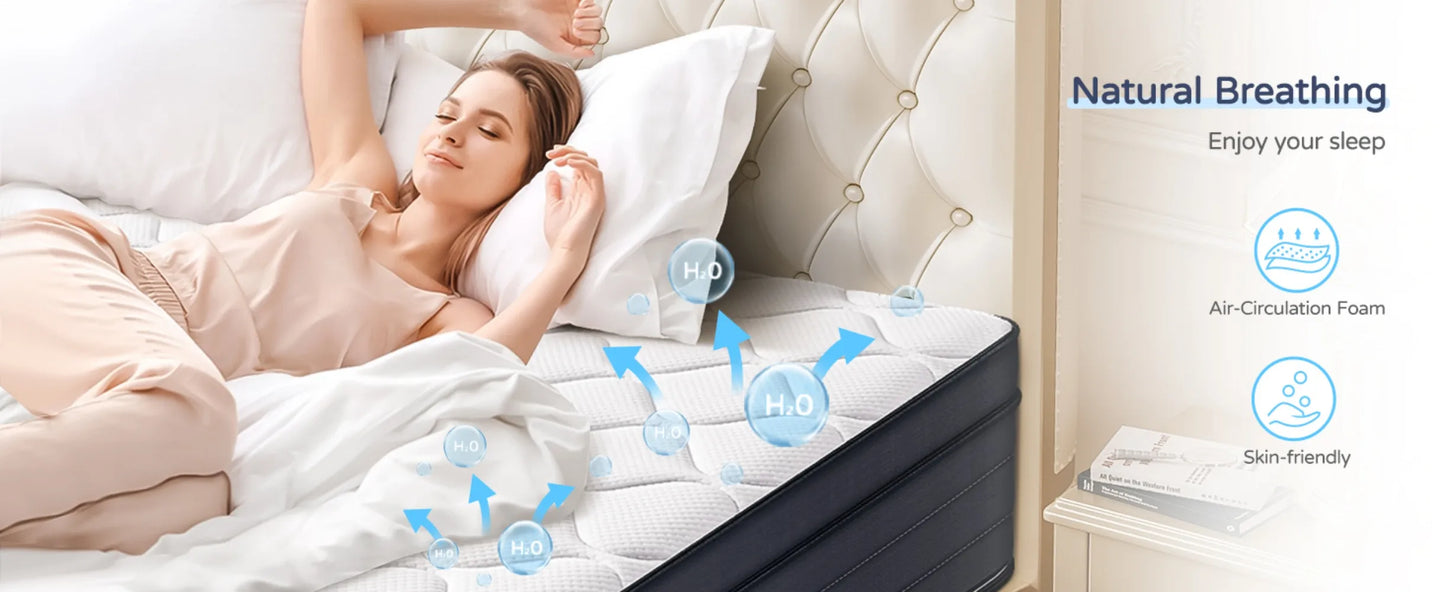 Queen Mattresses - 12 Inch Hybrid Queen Size Mattress in a Box, Gel Memory Foam Queen Matress with Motion Isolation