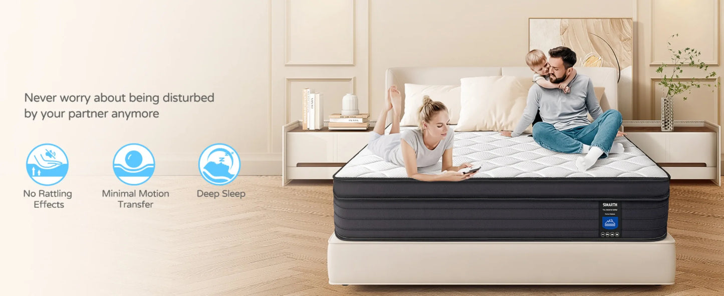 Queen Mattresses - 12 Inch Hybrid Queen Size Mattress in a Box, Gel Memory Foam Queen Matress with Motion Isolation