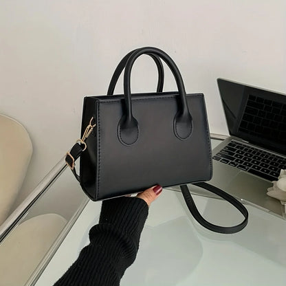 Minimalist Black Small Square Abg, All-Match Top Handle Purse, Classic Shoulder Bag For Work