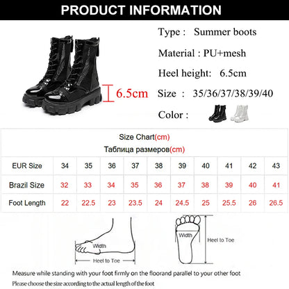 2022 Summer New Platform Ankle Boots For Women Black White Mesh Breathable Sandals Casual Shoes Woman Zip Thick Bottom Booties