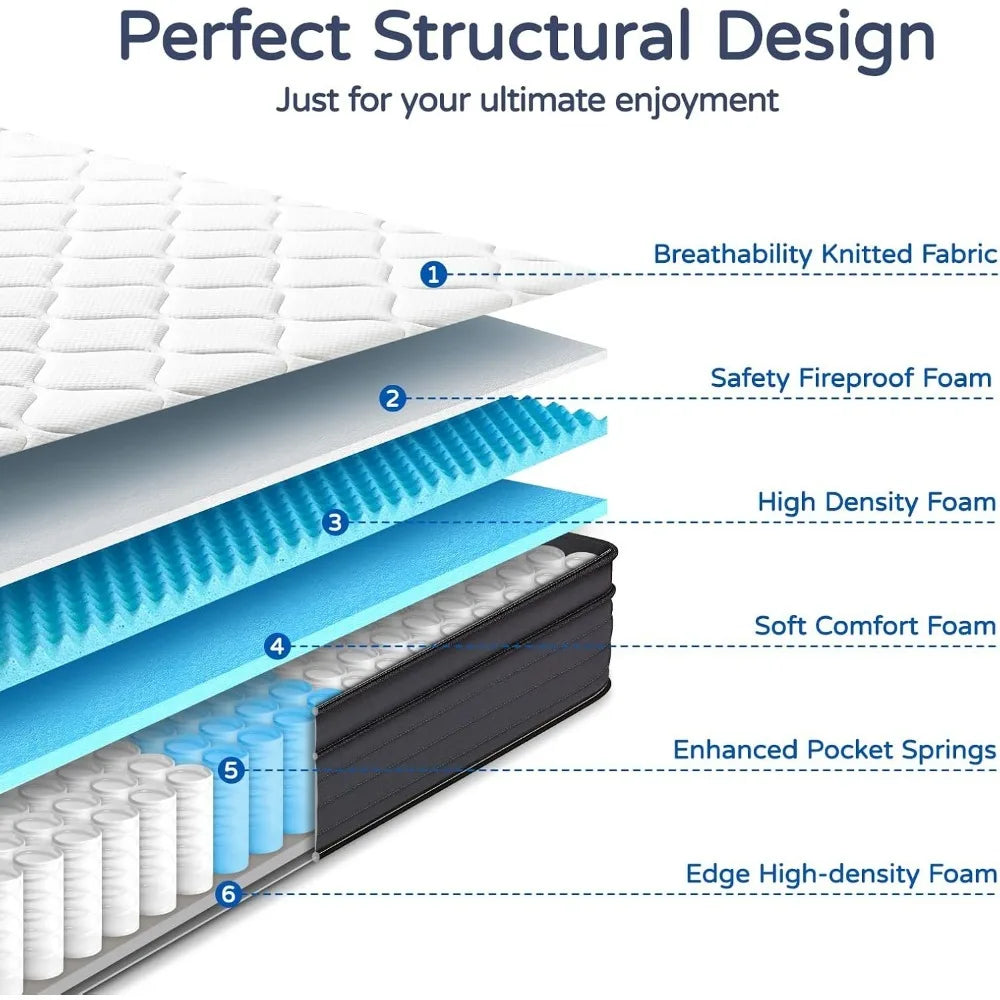 Queen Mattresses - 12 Inch Hybrid Queen Size Mattress in a Box, Gel Memory Foam Queen Matress with Motion Isolation