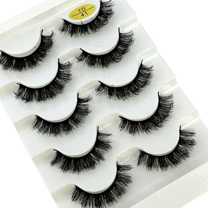 Cat eye Eyelashes 3D Natural False Lashes D Curl Fluffy Soft Cross 5 pairs Manga Lashes Wispy Natural Eyelash Extension Makeup