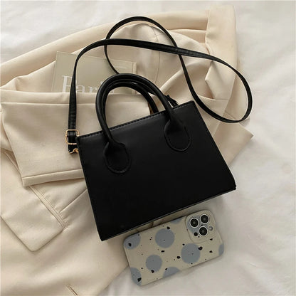 Minimalist Black Small Square Abg, All-Match Top Handle Purse, Classic Shoulder Bag For Work