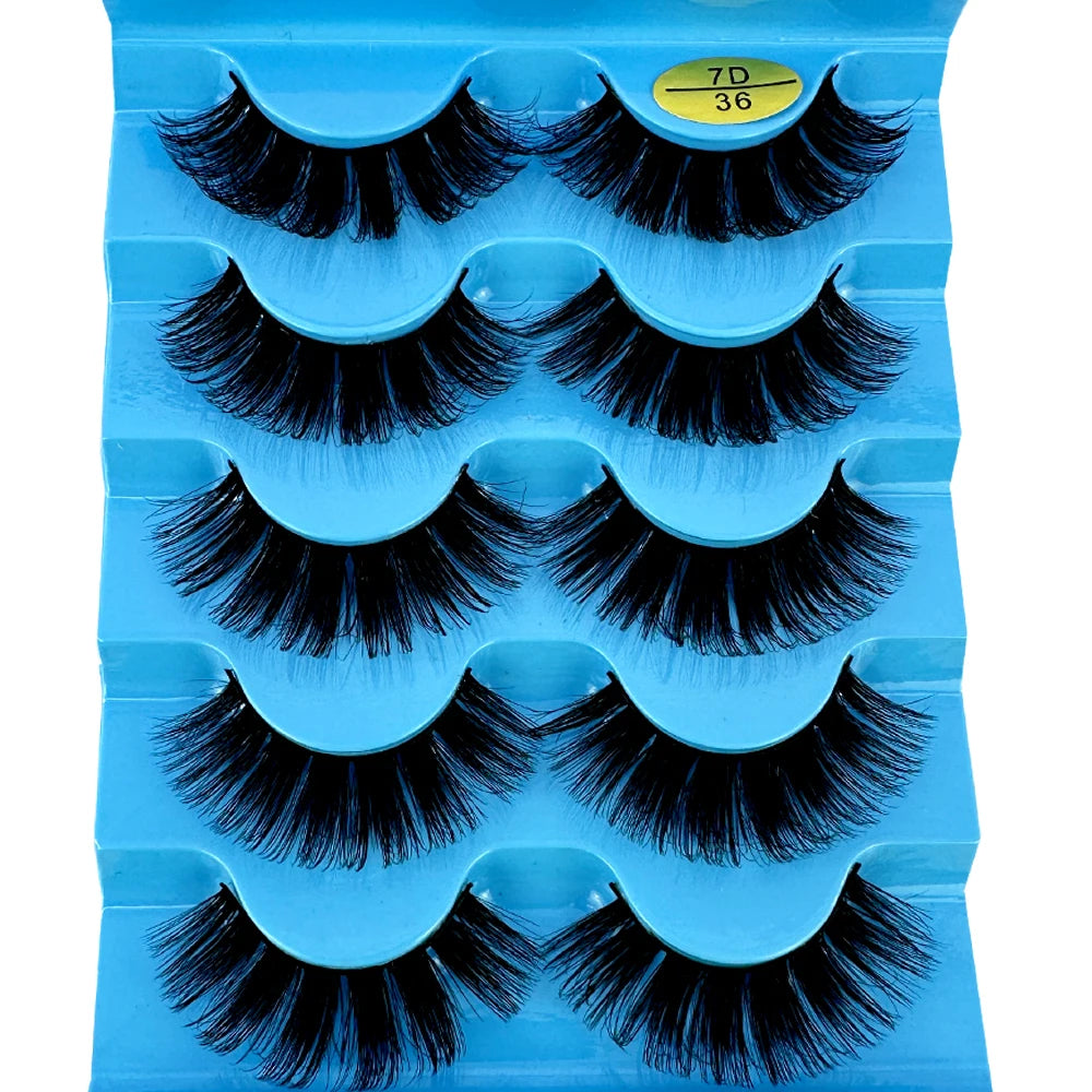 Cat eye Eyelashes 3D Natural False Lashes D Curl Fluffy Soft Cross 5 pairs Manga Lashes Wispy Natural Eyelash Extension Makeup