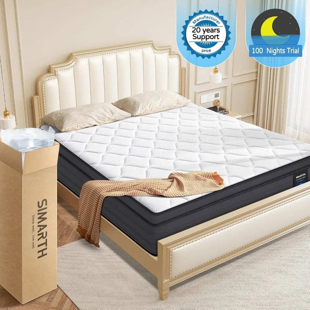 Queen Mattresses - 12 Inch Hybrid Queen Size Mattress in a Box, Gel Memory Foam Queen Matress with Motion Isolation