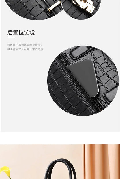 Leather Women Messenger Bags Crocodile Female Crossbody Shoulder Hand Bags for Women 2024 High Quality Ladies Simple Handbags