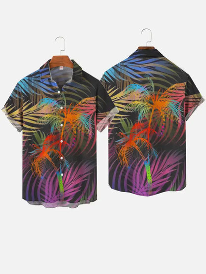 Men's Hawaiian coconut tree pattern shirts Summer beach sunset shirt Men's casual short sleeved shirt Exquisite 3D printed shirt