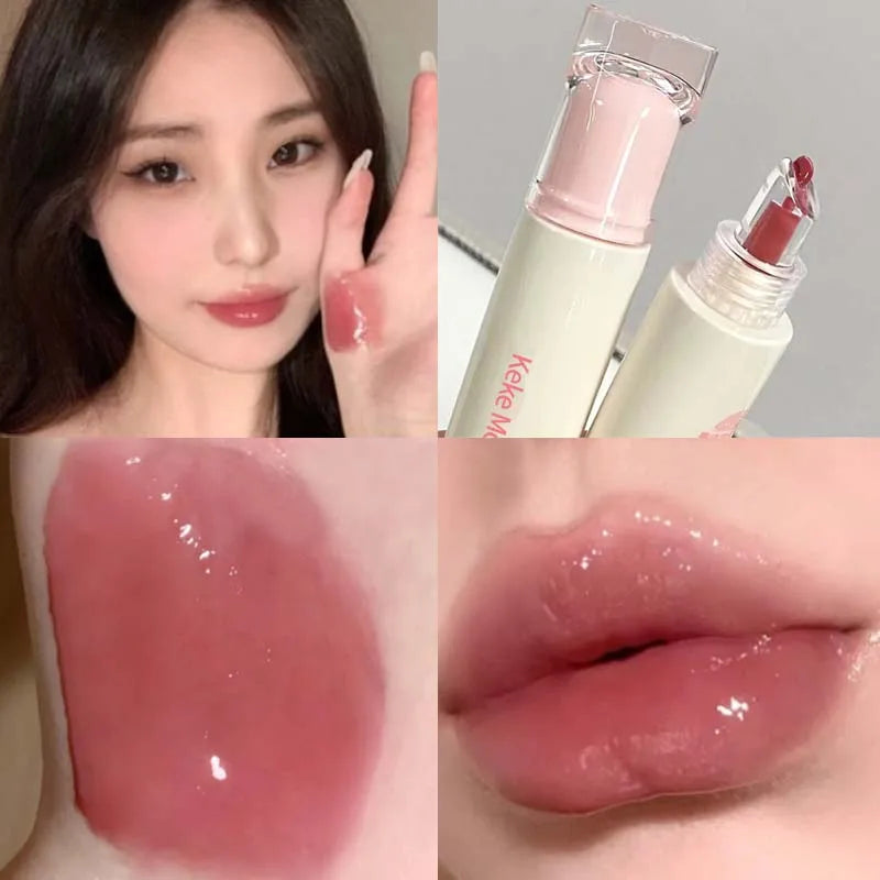 4 Colors Water Mirror Lip Gloss Moisturizing Nude Lipgloss Jelly Transparent Tube Liquid Lipstick Long Lasting Makeup Cosmetics