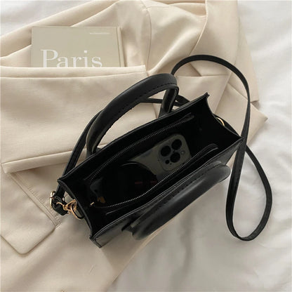 Minimalist Black Small Square Abg, All-Match Top Handle Purse, Classic Shoulder Bag For Work