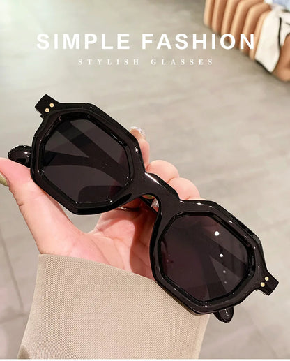 LNFCXI Fashion Small  Polygon Square Women Sunglasses Retro Rivets Men Shades UV400 Trending Outdoor Sports Sun Glasses