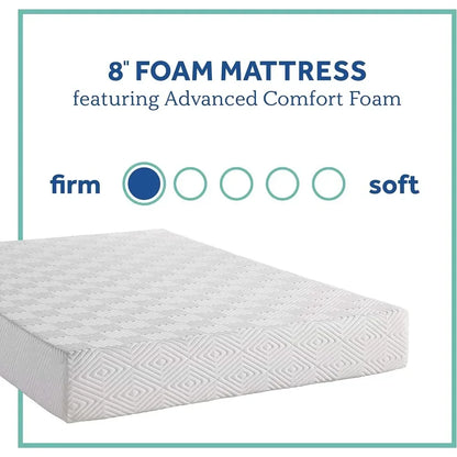 Foam Matress,  8" Firm Adaptive Memory Foam Mattress with Technology, Cooling Memory for Pressure Relief, Twin, Bedroom Mattress