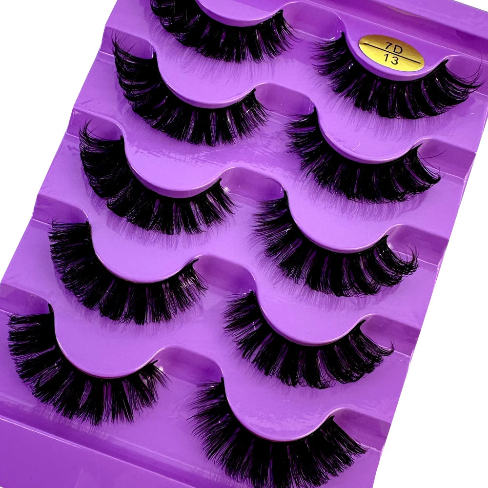 Cat eye Eyelashes 3D Natural False Lashes D Curl Fluffy Soft Cross 5 pairs Manga Lashes Wispy Natural Eyelash Extension Makeup