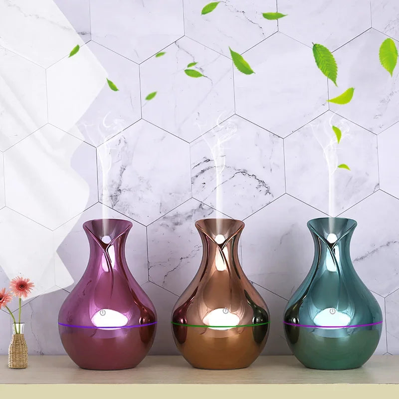 USB Air Humidifier Electric Aroma Essential Oil Diffuser Wood Grain Ultrasonic Cool Mist Maker 7 Color Change LED light Home