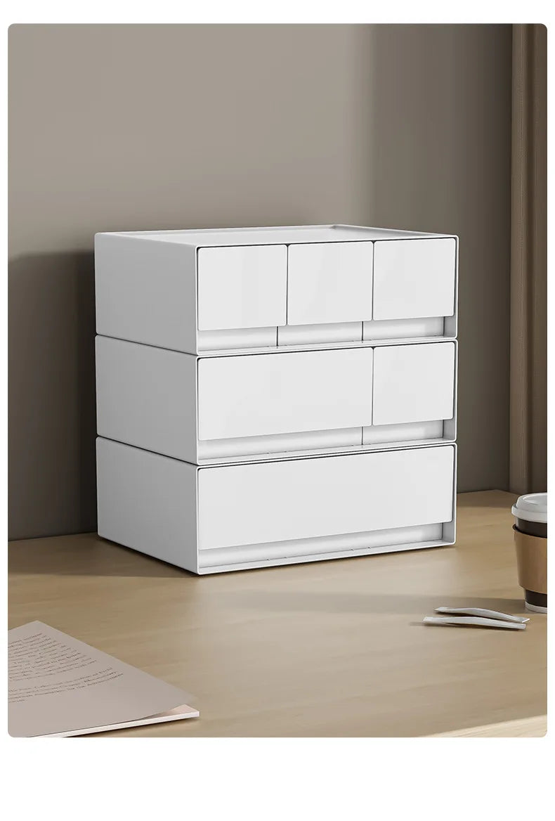 Stackable White Storage Drawer Desktop Storage Box for Office School Sundries Stationery Storage Organizer Home Desk Supplies