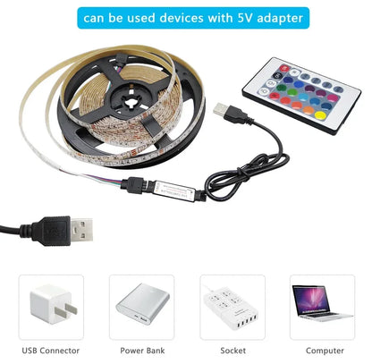 RGB LED Strip Light 5050 Bluetooth APP IR Remote Control USB 1M 2M 3M 4M 5M 10M 15M 20M 25M 30M Festival Deco Backlight For Home