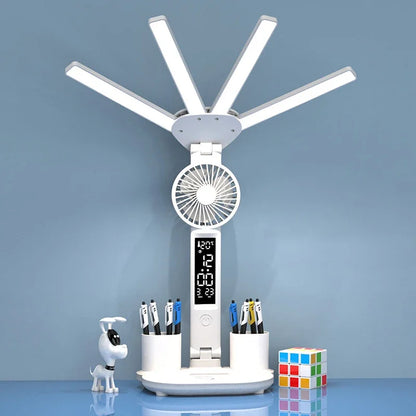 Wth Fan Table Lamps Rechargeabl Led Clock Dispaly Reading Table Lights Bedhead Living Room Decoration Touch Lighting Fixtures