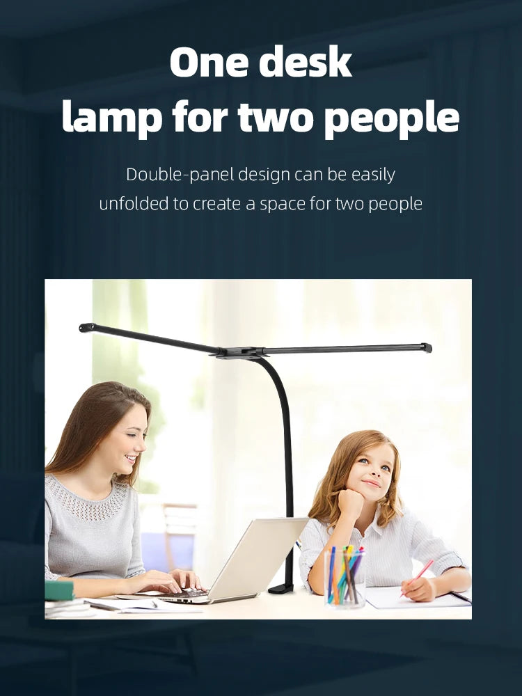 Double Head LED Desk Lamp Stepless Dimmable 24W USB Table Lamps Computer Monitor Light Reading Lights Eye Protection For Bedroom