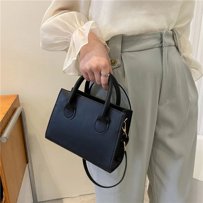 Minimalist Black Small Square Abg, All-Match Top Handle Purse, Classic Shoulder Bag For Work