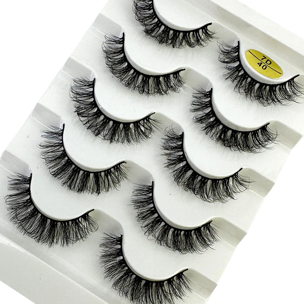 Cat eye Eyelashes 3D Natural False Lashes D Curl Fluffy Soft Cross 5 pairs Manga Lashes Wispy Natural Eyelash Extension Makeup