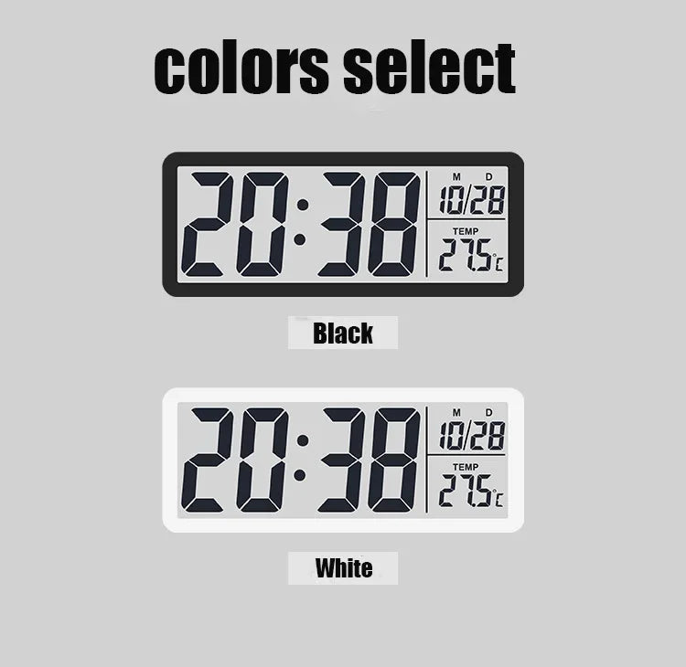 Digital Wall Clock LCD Screen Time Week and Temperature Display Electronic Clock Modern Desktop Alarm Clock Bedroom Home Decor