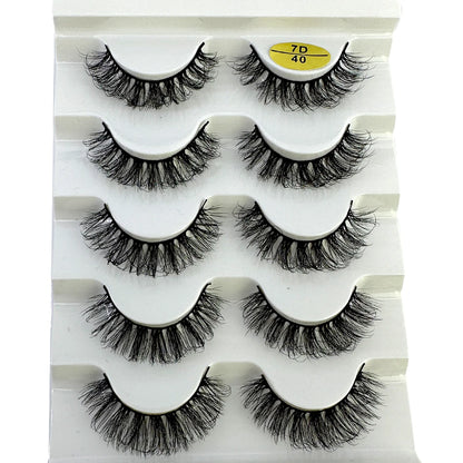 Cat eye Eyelashes 3D Natural False Lashes D Curl Fluffy Soft Cross 5 pairs Manga Lashes Wispy Natural Eyelash Extension Makeup