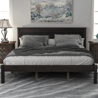 Twin/Full/Queen Platform Bed Frame with Headboard  Wood Slat Support Bedroom Furniture