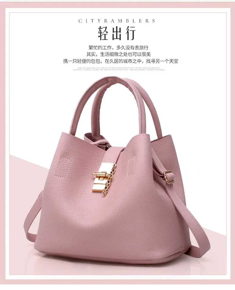 Woman shoulder bag Large capacity Handbag for Women Crossbody bag Lychee pattern PU Portable bucket bag ladies messenger bags