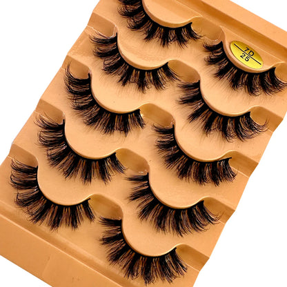 Cat eye Eyelashes 3D Natural False Lashes D Curl Fluffy Soft Cross 5 pairs Manga Lashes Wispy Natural Eyelash Extension Makeup