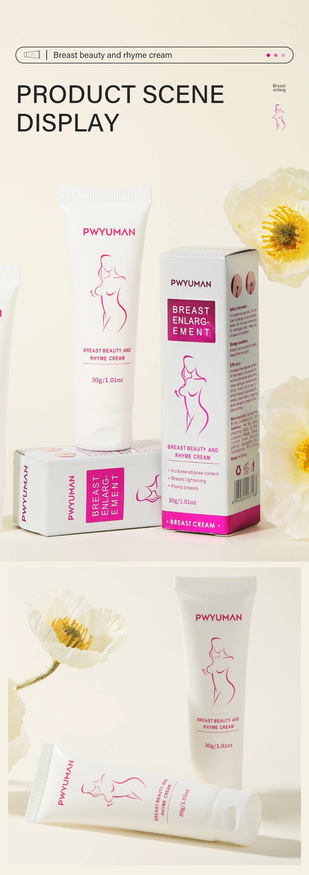 Natural Breast Enlargement Cream Chest Lift Firm Enhancer Care Oil Butt Breast Plump Growth Massage Boobs Bigger Sexy Body Care