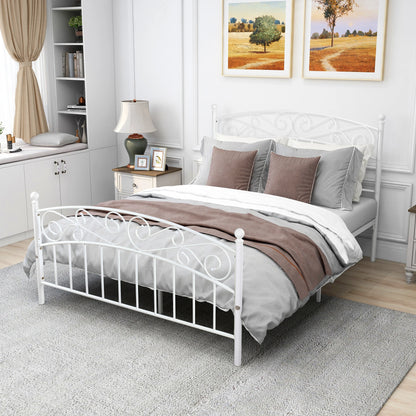 Queen  Size 2022 New Metal Bed Frame Platform Mattress Foundation with Headboard and Footboard for Bedroom Furniture