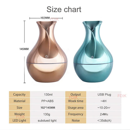 USB Air Humidifier Electric Aroma Essential Oil Diffuser Wood Grain Ultrasonic Cool Mist Maker 7 Color Change LED light Home