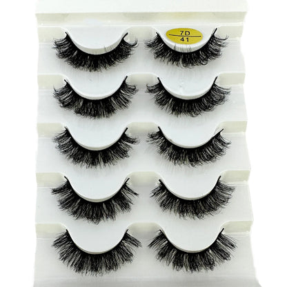 Cat eye Eyelashes 3D Natural False Lashes D Curl Fluffy Soft Cross 5 pairs Manga Lashes Wispy Natural Eyelash Extension Makeup