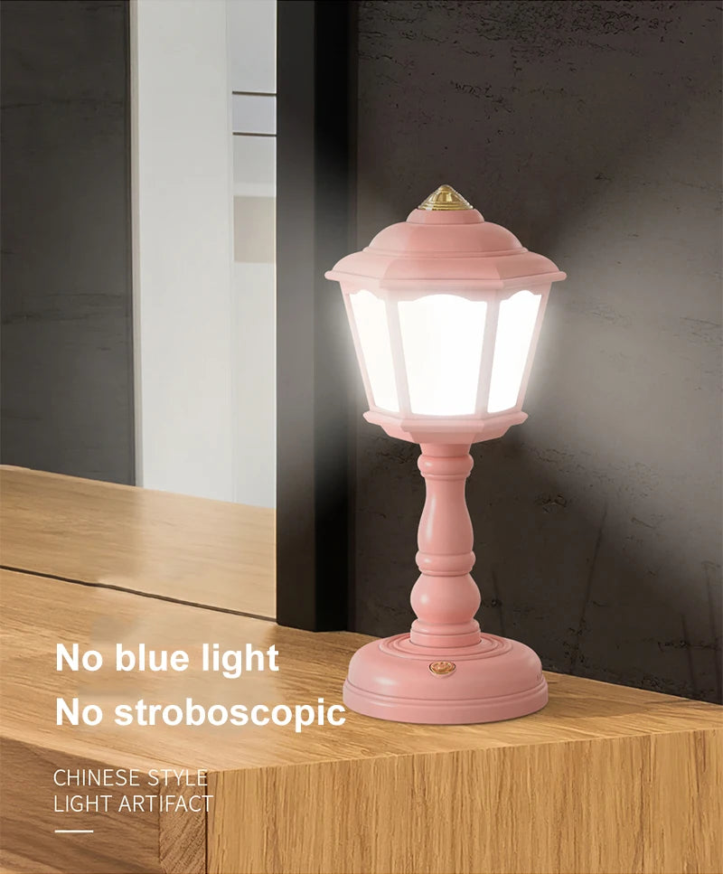 Retro Desk lamp LED Touch Dimmable Bedside Lamp Creative Gift Home Decor Mini Night Light Street Lamp Design Charging Table Lamp