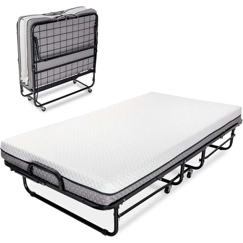 Deluxe Diplomat Folding Bed – with Luxurious Memory Foam Mattress and a Super Strong Sturdy Frame