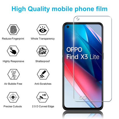 Screen Protector For OPPO Find X3 Lite, Tempered Glass  HD High Aluminum  Crysta 9H Transparent Clear Anti Scratch Case Friendly