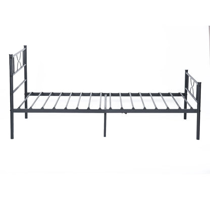 Metal Bed Frame Twin Size with Headboard and Footboard Single Platform Mattress Base,Metal Tube No Box Spring