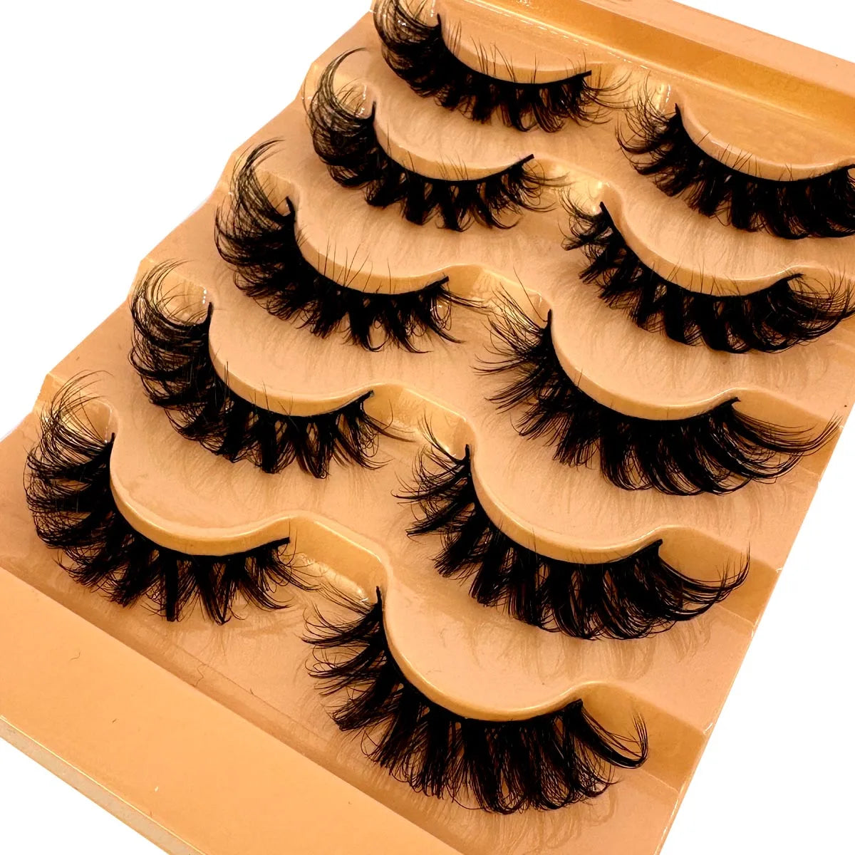 Cat eye Eyelashes 3D Natural False Lashes D Curl Fluffy Soft Cross 5 pairs Manga Lashes Wispy Natural Eyelash Extension Makeup