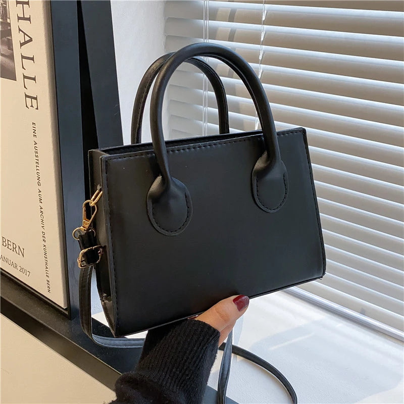 Minimalist Black Small Square Abg, All-Match Top Handle Purse, Classic Shoulder Bag For Work